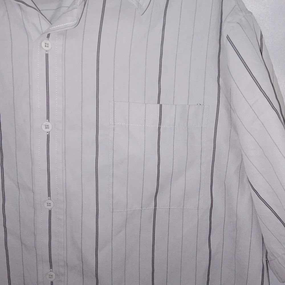 Tony Hawk Light Grey Striped Button Up Skater Shirt Mens Size XL